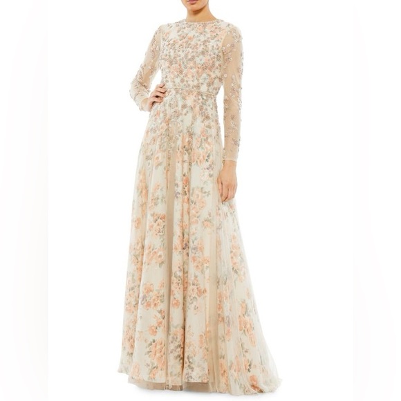 MAC DUGGAL floral beaded dress gown - Picture 2 of 13